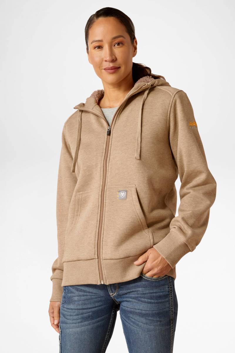 Ariat REBAR ALL-WATHER SHERPA FULL ZIP HOODIE Damen Beige von Ariat