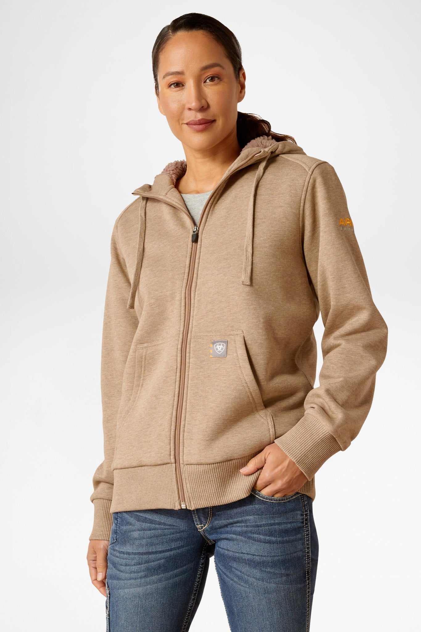 Ariat REBAR ALL-WATHER SHERPA FULL ZIP HOODIE Damen Beige von Ariat