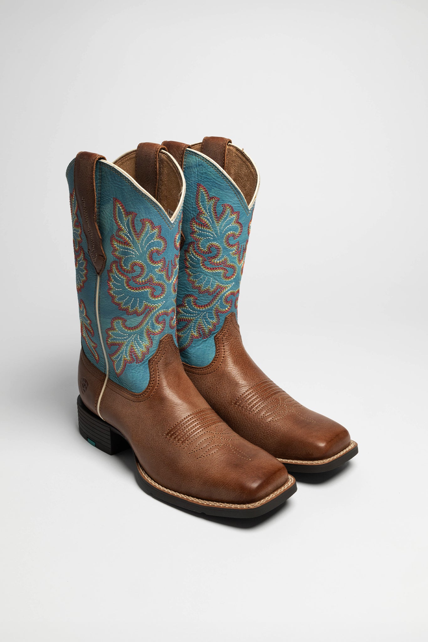 Ariat ROUND UP WIDE SQUARE TOE Damen Braun Blau von Ariat