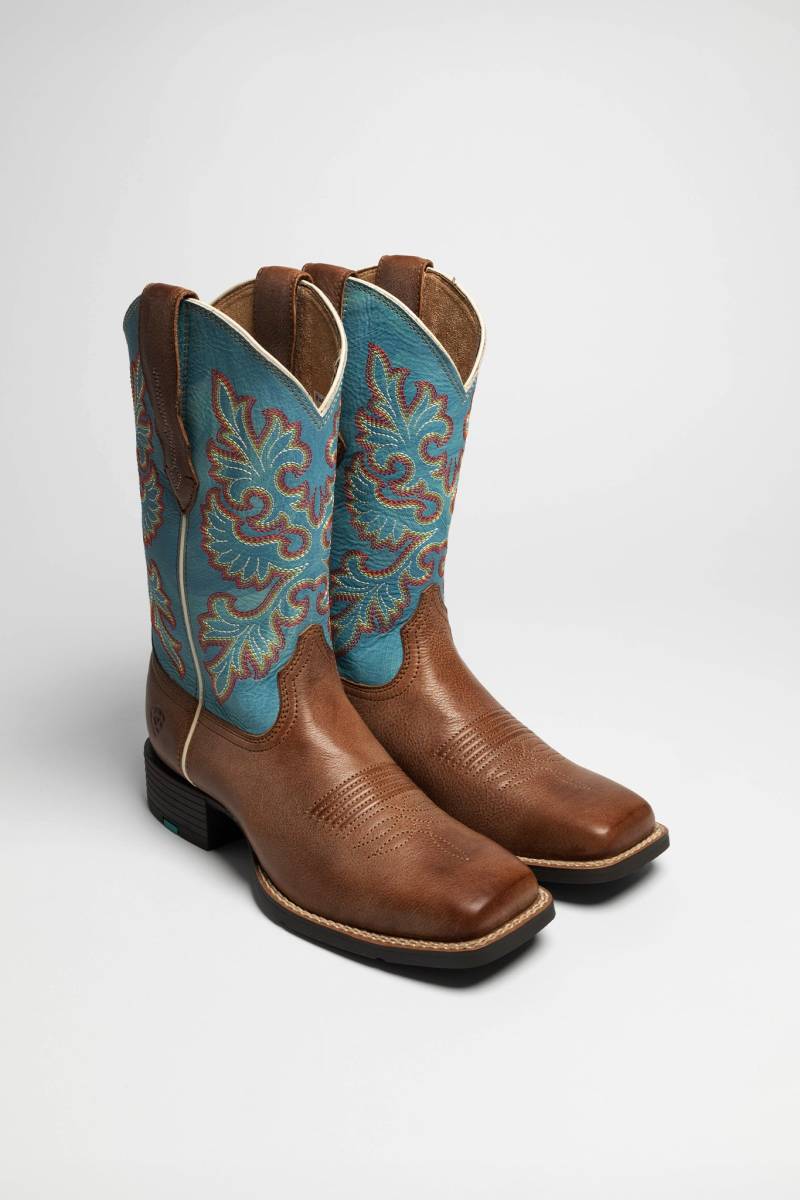 Ariat ROUND UP WIDE SQUARE TOE Damen Braun Blau von Ariat