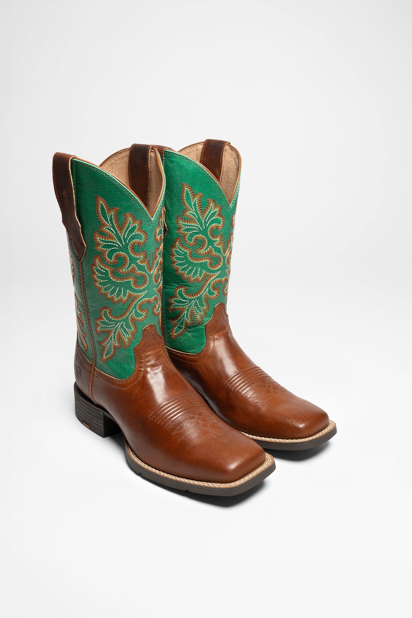 Ariat ROUND UP WIDE SQUARE TOE STRECHFIT Damen Braun Grün von Ariat