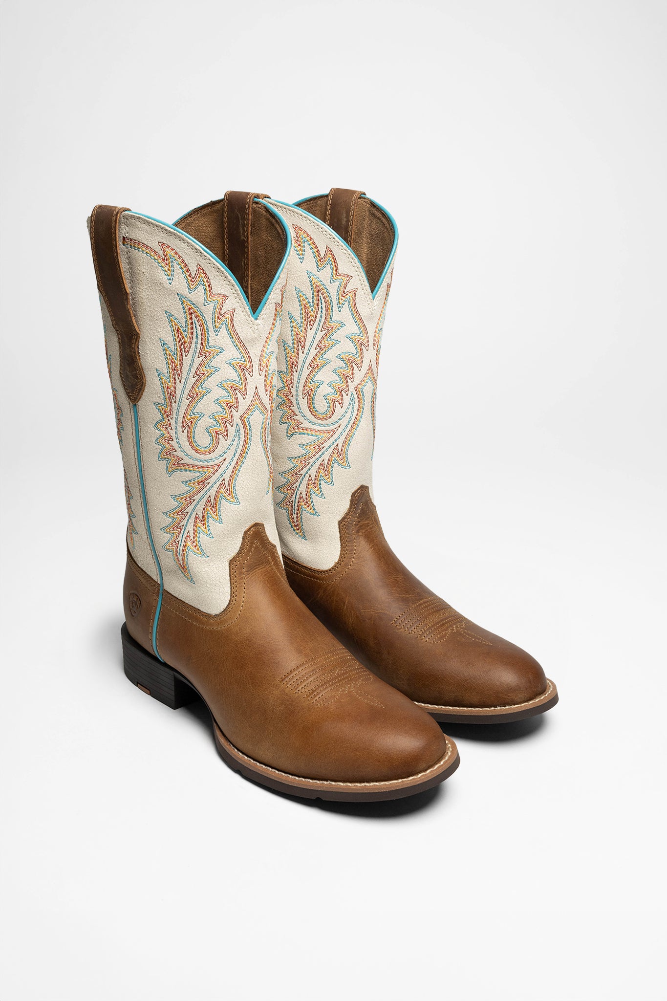 Ariat ROUND UP WTOE STRETCHFIT Damen Braun Weiß von Ariat