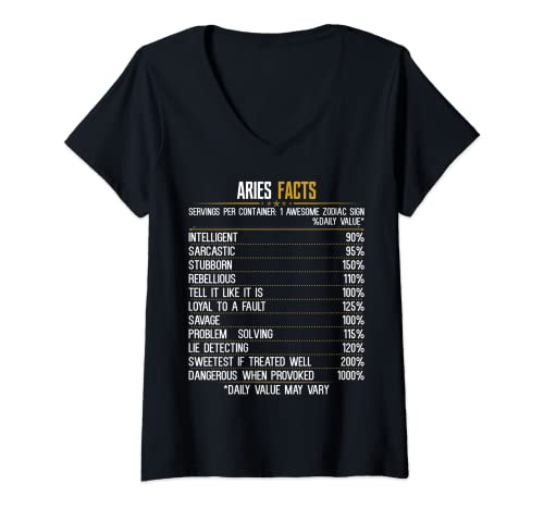 Damen Bestes lustiges Hemd für Widder - Aries Facts T-Shirt T-Shirt mit V-Ausschnitt von Aries Facts Zodiac Birthday