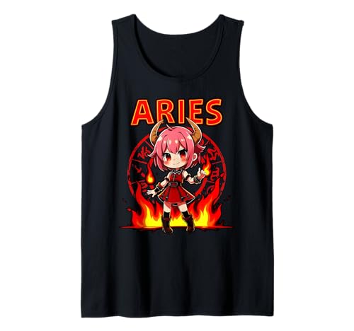 Anime Start Schild Widder Dämon Girl Fire Tank Top Anime Start Schild Widder Dämon Girl Fire Tank Top von Aries Fire Demon Anime Character Tee Fun Wear