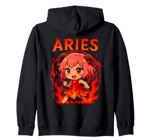 Anime Widder Dämon Girl Fire Kapuzenjacke Anime Widder Dämon Girl Fire Kapuzenjacke von Aries Fire Demon Anime Character Tee Fun Wear