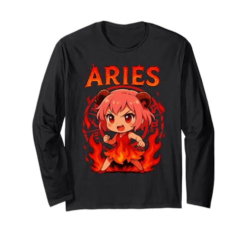 Anime Widder Dämon Girl Fire Langarmshirt Anime Widder Dämon Girl Fire Langarmshirt von Aries Fire Demon Anime Character Tee Fun Wear