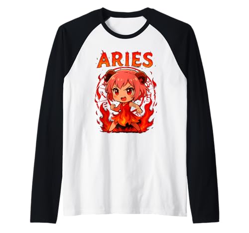 Anime Widder Dämon Girl Fire Raglan Anime Widder Dämon Girl Fire Raglan von Aries Fire Demon Anime Character Tee Fun Wear