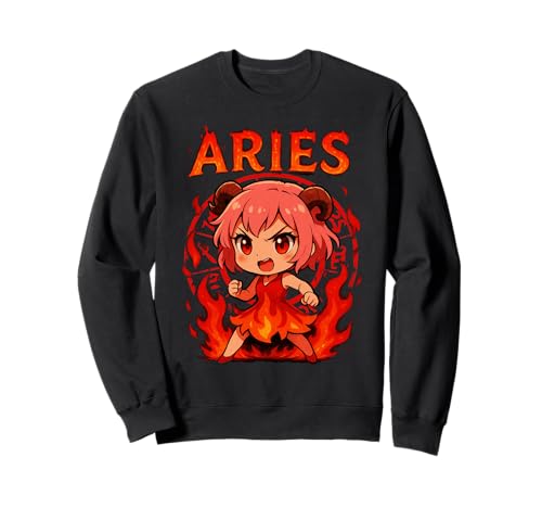 Anime Widder Dämon Girl Fire Sweatshirt Anime Widder Dämon Girl Fire Sweatshirt von Aries Fire Demon Anime Character Tee Fun Wear