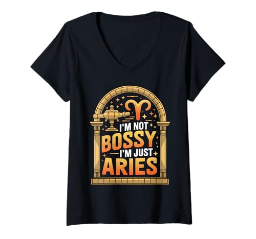 Damen Aries Sternzeichen Stern Astrologie Geburtstag Horoskop T-Shirt mit V-Ausschnitt von Aries Sternzeichen Geburtstag Horoskop