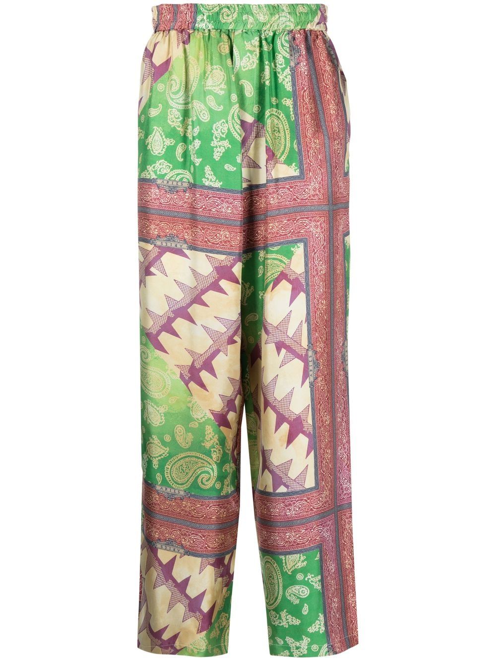 Aries Seidenhose mit Paisley-Print - Grün von Aries