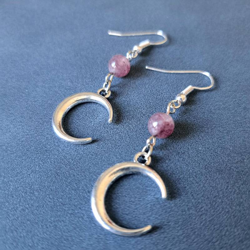 Mond Ohrringe Mit Lepidolith Steinen von ArirainDesign