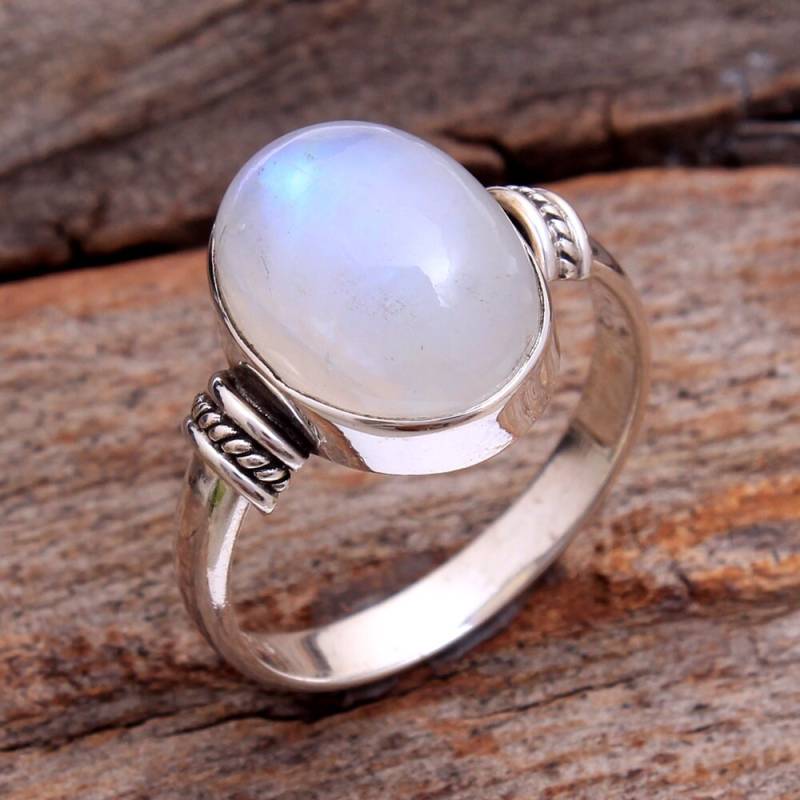 Aaa Solid Mondstein Oval Form Edelstein Ring - 925 Sterling Silber Schmuck Handmade Designer Wählen Sie Die Ringgröße Ar3696 von Arishasilverco