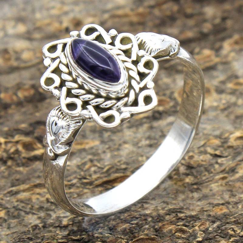 Amethyst Marquise Edelstein 925 Sterling Silber Ring, Boho Schmuck von Arishasilverco