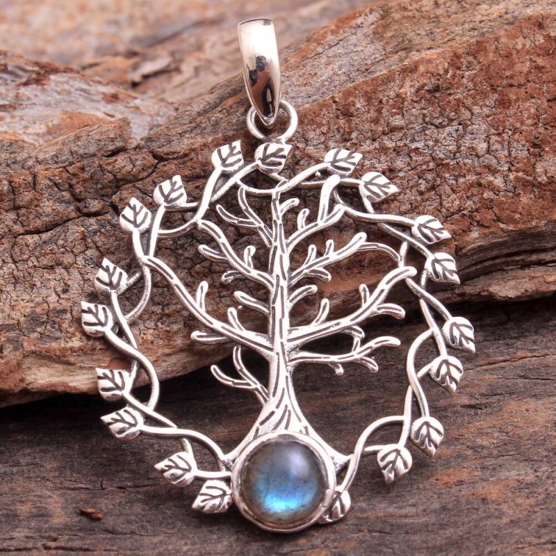 Baum Des Lebens Labradorit Sterling Silber Anhänger - Handgemachter Schmuck von Arishasilverco