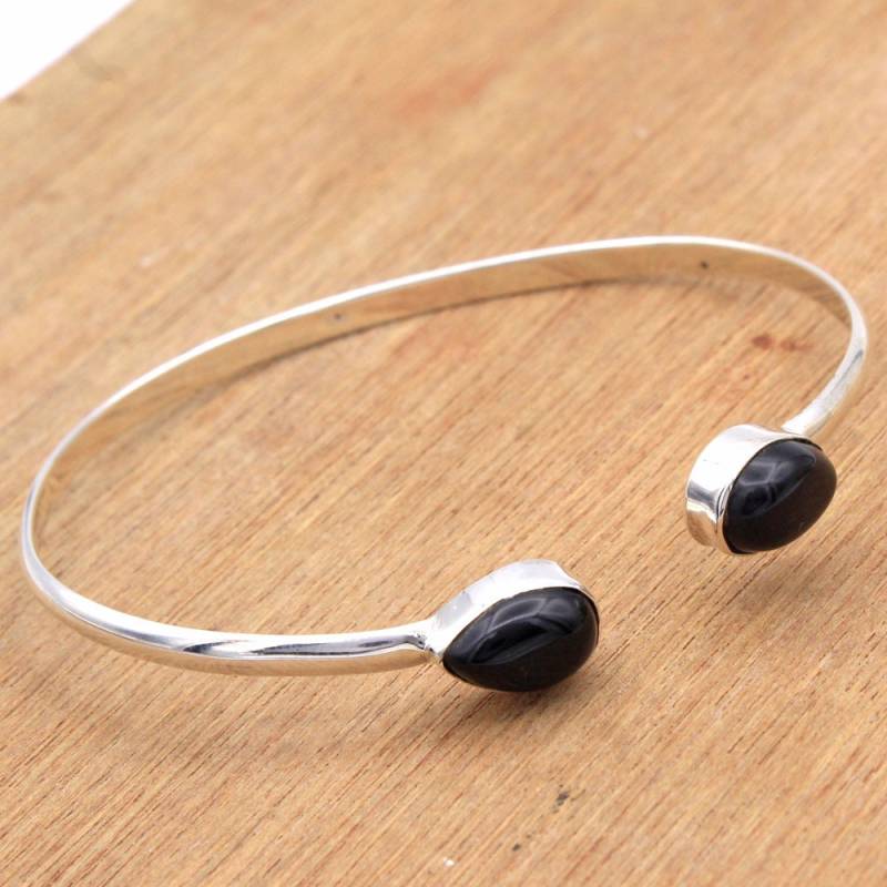 Birnen Onyx Manschette Armband Sterling Silber Schmuck | 18-20cm von Arishasilverco