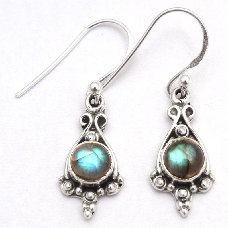 Spektrolith Labradorit Sterling Silber Ohrringe Handgemachter Edelstein Schmuck von Arishasilverco
