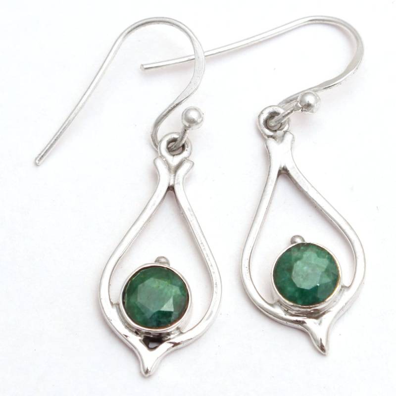 Handgemachte Sterling Silber Ohrringe Mit Smaragd - Sakota Mine Edelstein von Arishasilverco