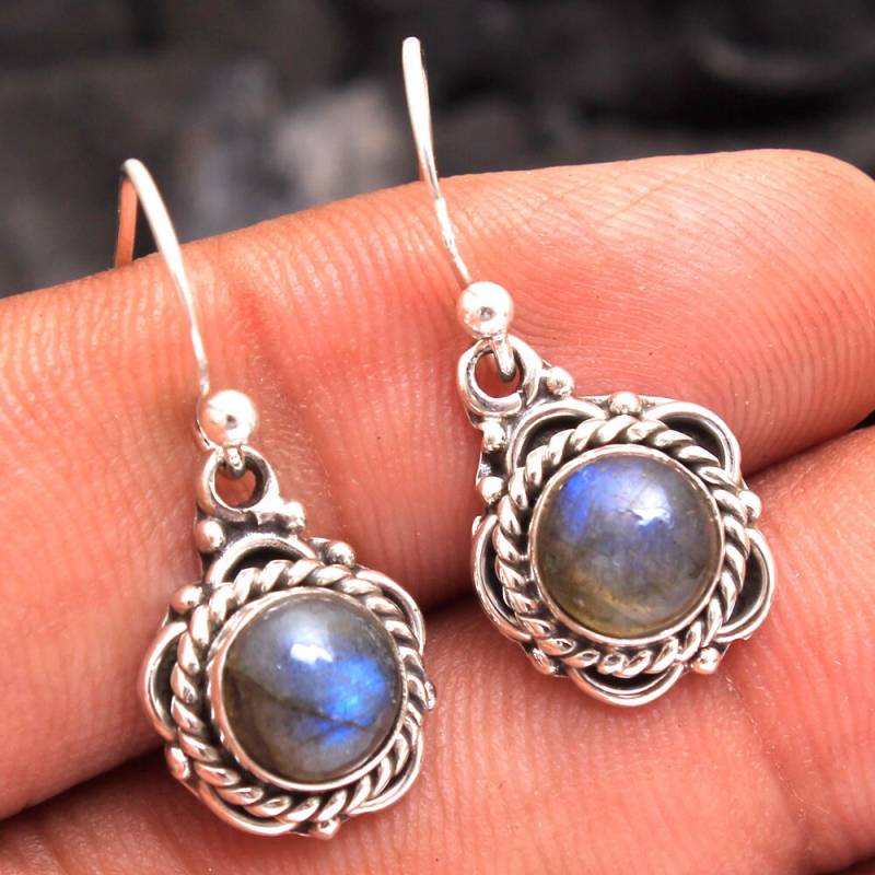 Handgemachte Sterling Silber Labradorit Ohrringe, Boho Schmuck von Arishasilverco