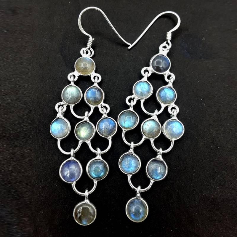 Handgemachte Sterling Silber Labradorit Ohrringe - 3 Zoll von Arishasilverco