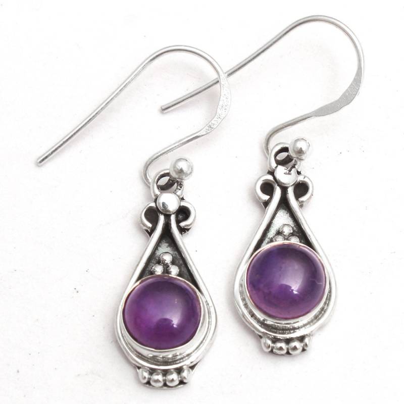 Handgemachte Sterlingsilber Amethyst Ohrringe von Arishasilverco