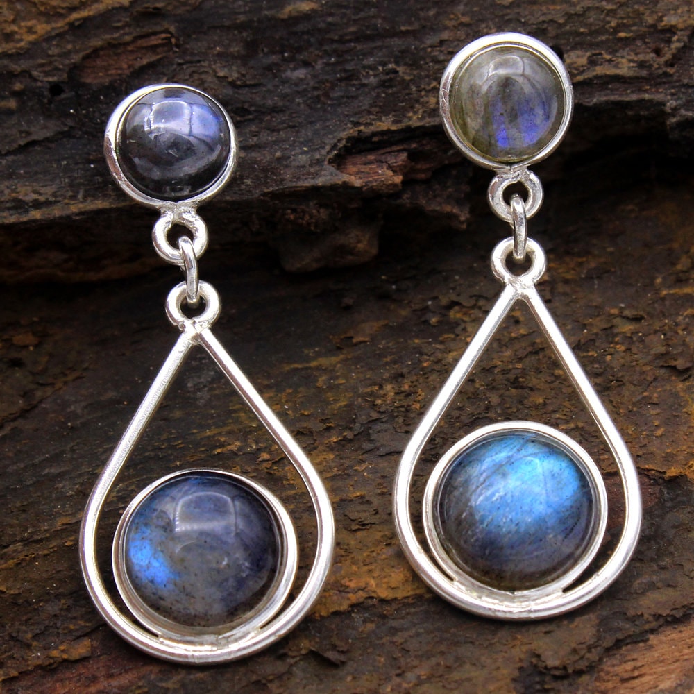 Labradorit Mondstein Ohrringe Handgemachte 925 Sterling Silber von Arishasilverco