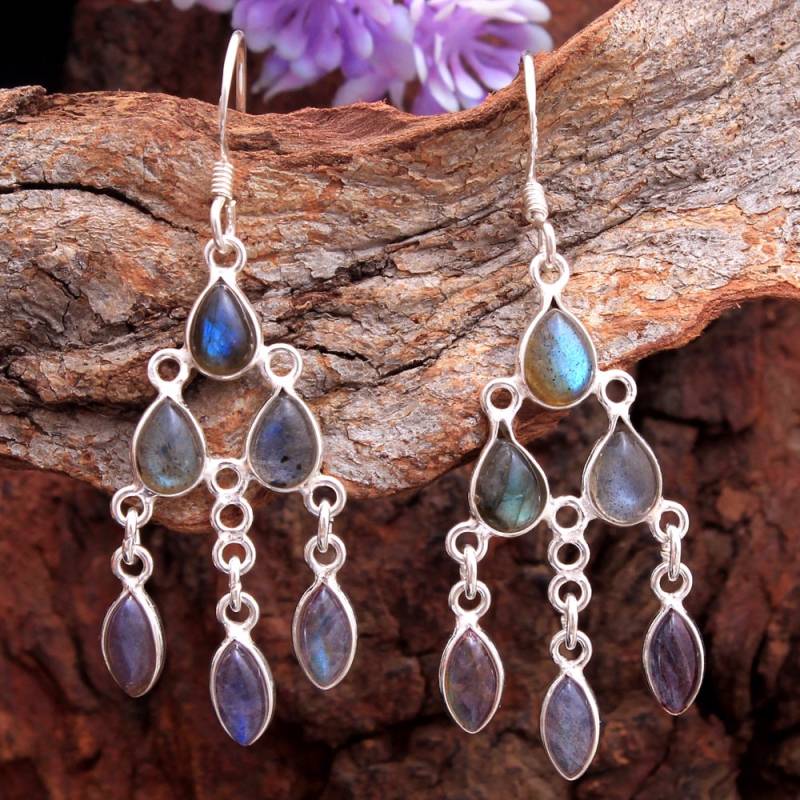 Muttertag Besonderes Geschenk Labradorit Edelstein Lange Ohrring - 925 Sterling Silber Schmuck Handgemacht Frauen Drop & Baumeln 2, 1 "-Ae3236 von Arishasilverco