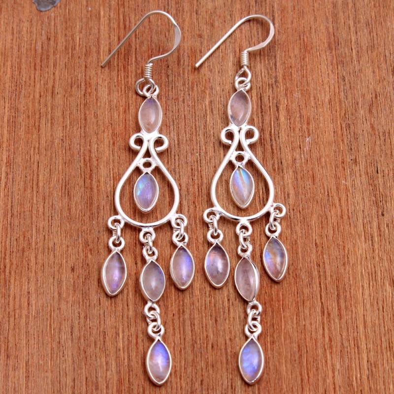 Muttertag Kollektion Verkauf Regenbogen Mondstein Birne Edelstein Silber Ohrring - 925 Sterling Drop & Baumeln Ohrringe Länge 3, 1 "-Ae3225 von Arishasilverco