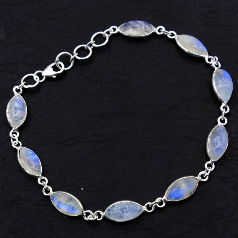 Sonderangebot Regenbogen Mondstein Edelstein Armband - 925 Sterling Silber Frauen Länge 8 "Schmucksachen von Arishasilverco