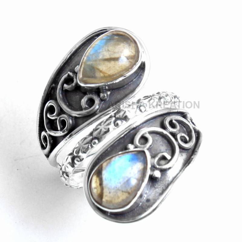 Handgemachter Labradorit Edelstein Ring - Sterling Silber Unisex Schmuck von Arishasilverco