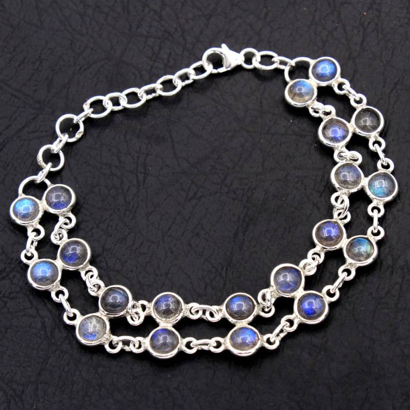 sterling Silber, Labradorit Edelstein Armband, Designer Handgemachter Schmuck von Arishasilverco