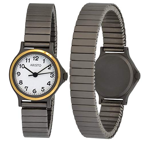 Aristo 01Ti Titan Quarz Damenuhr Schweizer Ronda Uhrwerk 763 Zugglieder Armband von Aristo