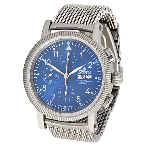 Aristo Herren Automatik Chronograph Armbanduhr 4H86BM Schweizer Uhrwerk Milanaise Armband von Aristo