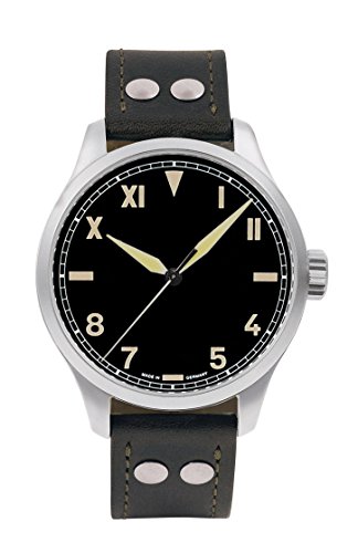 Aristo Herrenuhr 3H192A, California Dial, Automatik, 47 mm, Schwarz, Wasserdicht 50 m, Lederarmband von Aristo