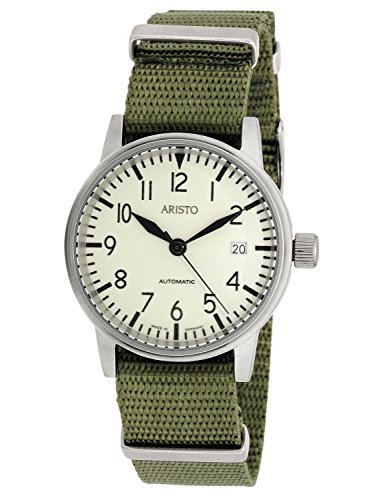 Aristo 3H41 Herren-Armbanduhr, Textilarmband, Grün, Armband von Aristo