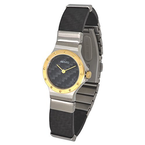 Aristo Damen Quarz Armbanduhr Carbon/Edelstahl Model DAU 2D18C wasserdicht 3ATM von Aristo