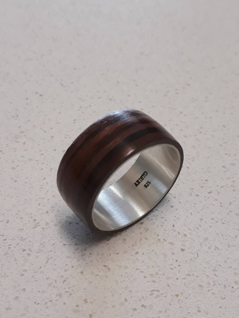 Ebenholz Mit Sterling Silber Inlay von Aristojewellery