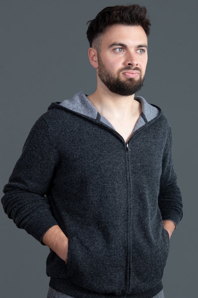 Ariun Kapuzenstrickjacke Doppelseitige Kaschmirjacke zum Wenden von Ariun