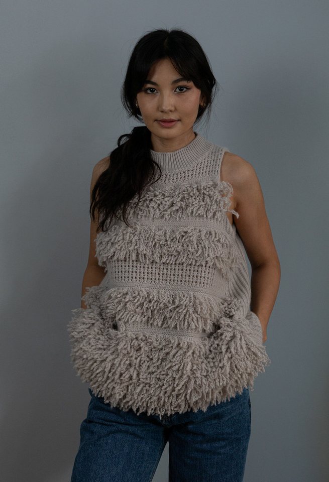 Ariun Stricktop Spina 100% Kaschmirtop mit marken Fransendetails von Ariun