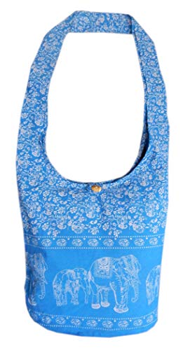 Schultertasche aus Baumwolle Canvas mit Elefanten und Blumen Muster von Ariyas Thaishop