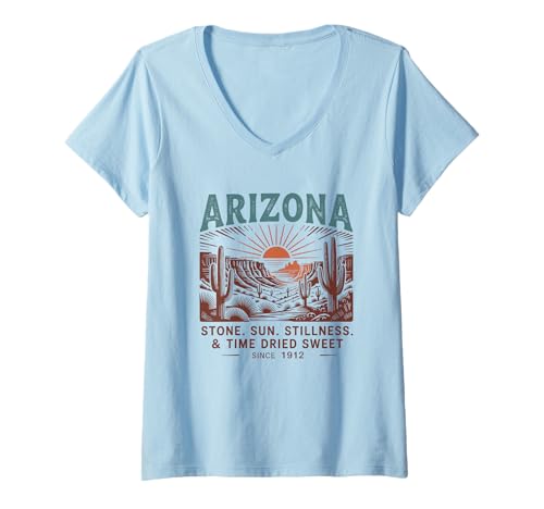 Damen Arizona Stone Sun Stillness Time, getrocknet, süß T-Shirt mit V-Ausschnitt Damen Arizona Stone Sun Stillness Time, getrocknet, süß T-Shirt mit V-Ausschnitt von Arizona Desert Adventure Timeless Beauty