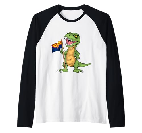 Arizona Lover Kids Dinosaurier Liebhaber USA Arizona Flagge Raglan von Arizona Gifts For Men & Women