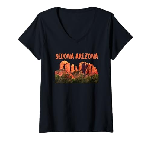 Damen Die Red Rocks Trails in Sedona, Arizona T-Shirt mit V-Ausschnitt von Arizona Sedona AZ Hiking Trails Mountain