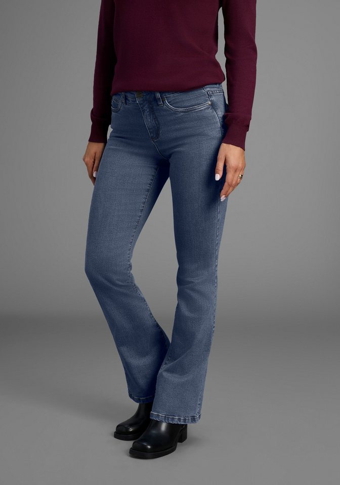 Arizona Bootcut-Jeans Comfort-Fit ausgestellte Beinform, mit Eingrifftaschen, High-Waist von Arizona