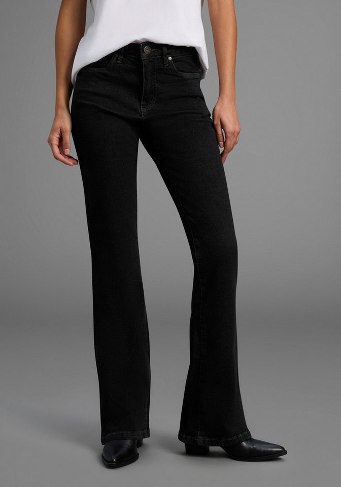 Arizona Bootcut-Jeans Comfort-Fit ausgestellte Beinform, mit Eingrifftaschen, High-Waist von Arizona