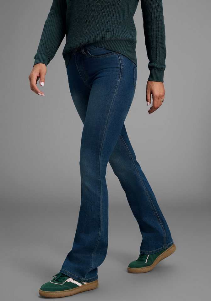 Arizona Bootcut-Jeans Shaping elastische Passform, Bootcut-Beinform, Used-Waschung, hohe Taille von Arizona