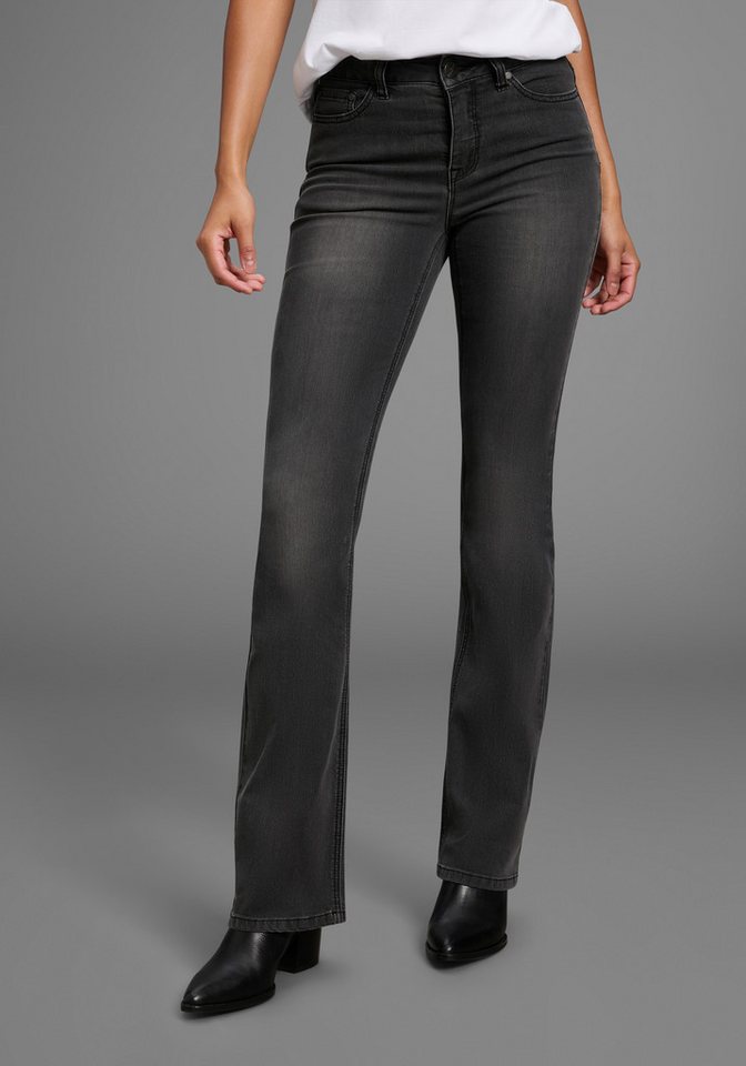 Arizona Bootcut-Jeans Shaping elastische Passform, Bootcut-Beinform, Used-Waschung, hohe Taille von Arizona