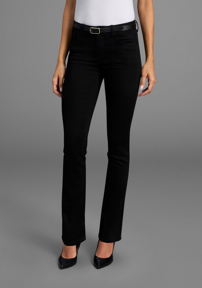 Arizona Bootcut-Jeans Ultra-Stretch normale Passform, Baby-Bootcut, Used-Look-Waschung von Arizona