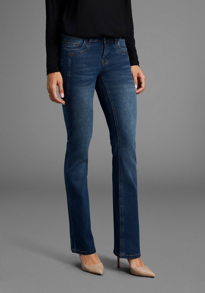 Arizona Bootcut-Jeans mit Keileinsätzen ausgestellte Beinform, niedrige Leibhöhe, elastisches Material von Arizona