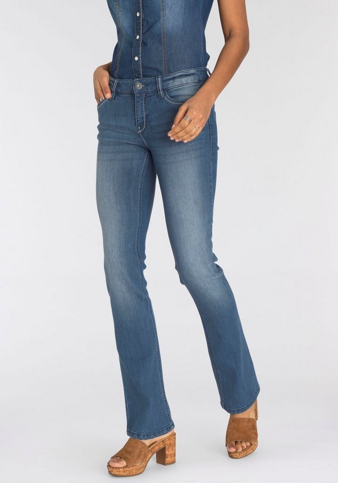 Arizona Bootcut-Jeans mit Kontrastnähten Mid Waist von Arizona