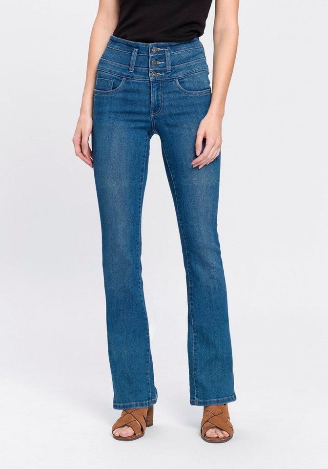 Arizona Bootcut-Jeans mit extrabreitem Bund High Waist von Arizona